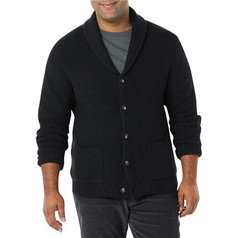Men's Long-Sleeve Soft Touch Shawl Collar Cardigan
